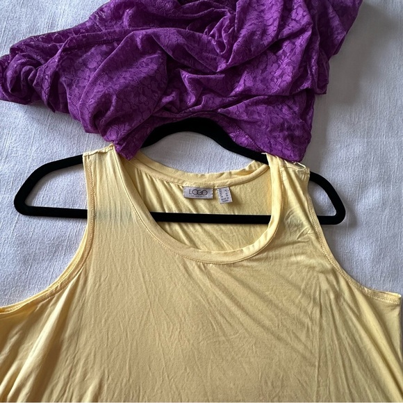 LOGO Lori Goldstein Tunic Womens Large Lace Sheer Overlay Tank Layered Top Boho - Picture 4 of 12